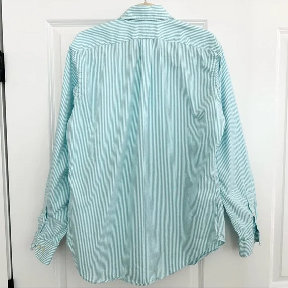 Ralph Lauren Oversized Fit Blue / Green & White Striped Button-Down Oxford Shirt - Picture 5 of 16